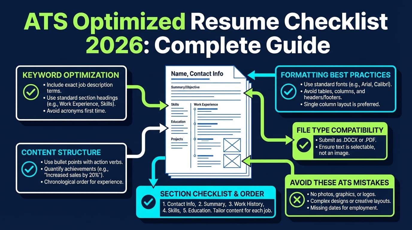 ATS Optimized Resume Checklist 2026: Complete Guide (With a Copy‑Paste QA Workflow)