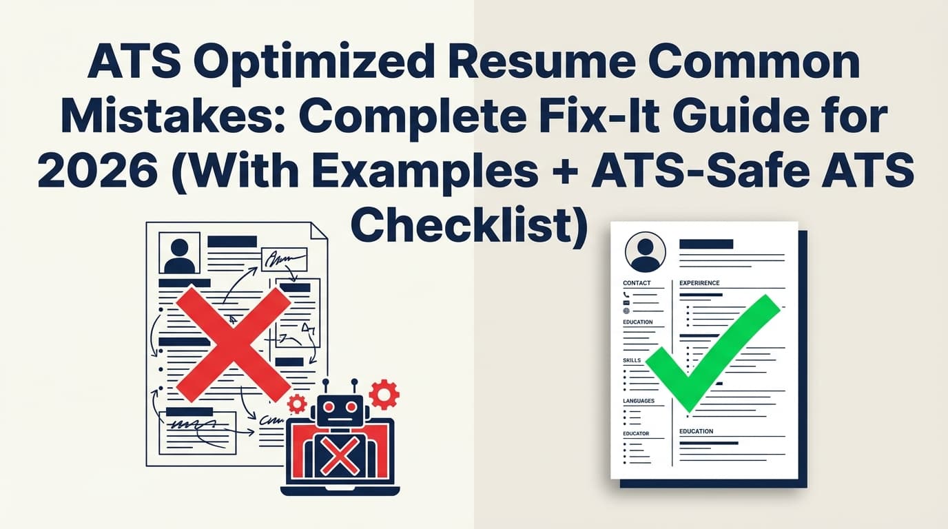 ATS Optimized Resume Common Mistakes: Complete Fix-It Guide for 2026 (With Examples + ATS-Safe Checklist)