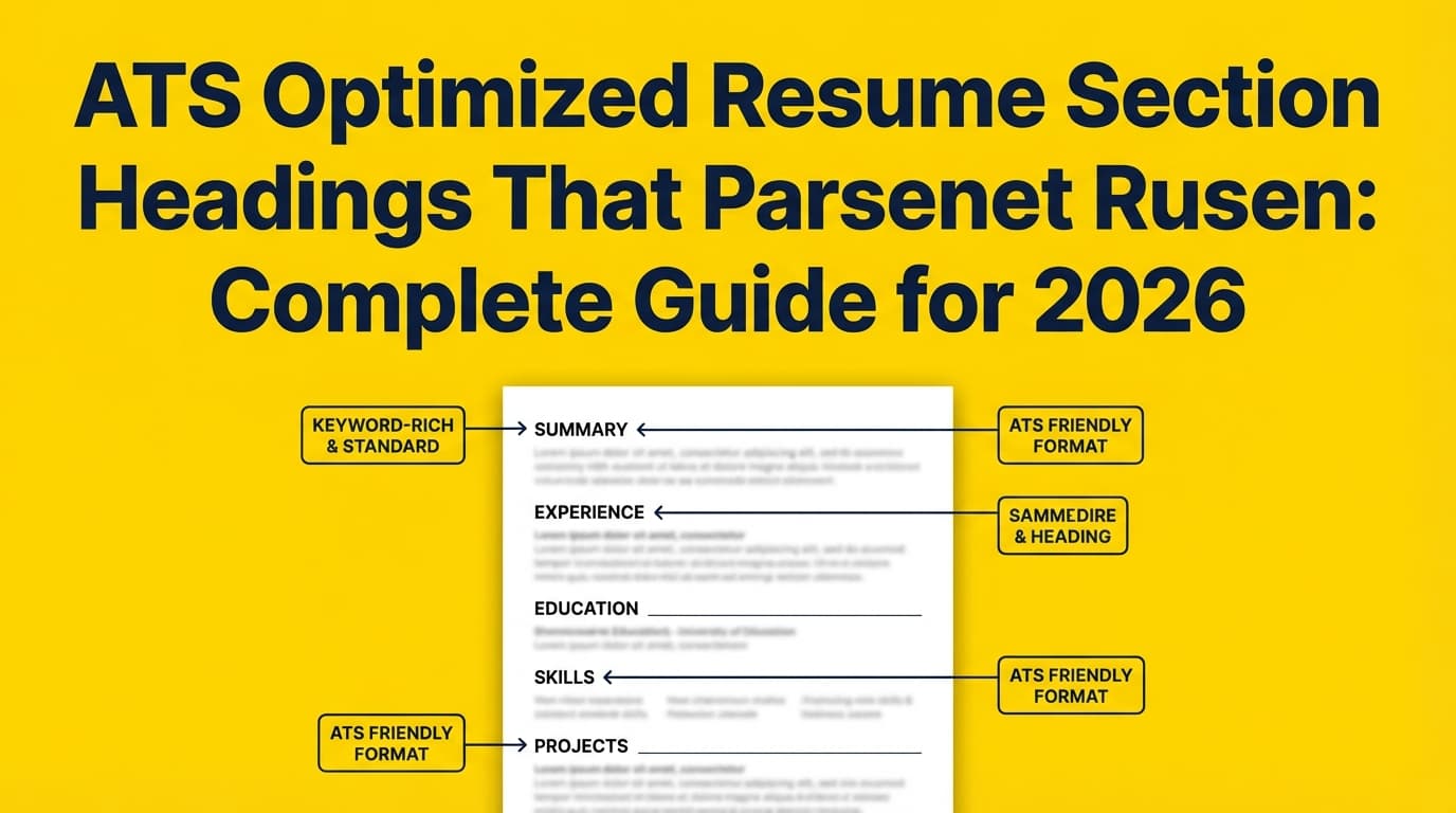 ATS Optimized Resume Section Headings That Parse: Complete Guide for 2026 (With Safe Heading Examples)