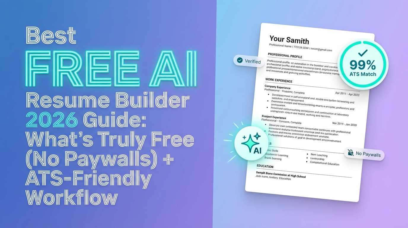 Best Free AI Resume Builder 2026 Guide: What’s Truly Free (No Paywalls) + ATS-Friendly Workflow