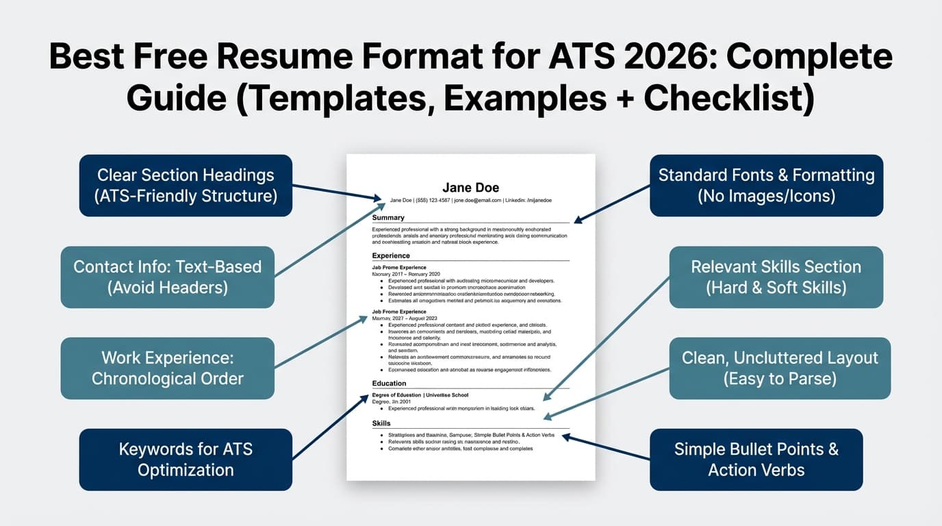 Best Free Resume Format for ATS 2026: Complete Guide (Templates, Examples + Checklist)