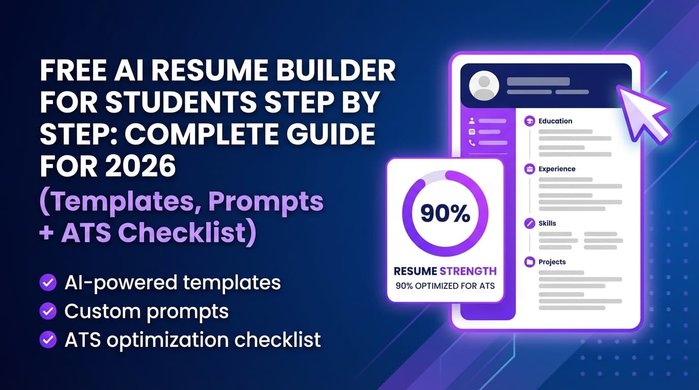 Free AI Resume Builder for Students Step by Step: Complete Guide for 2026 (Templates, Prompts + ATS Checklist)