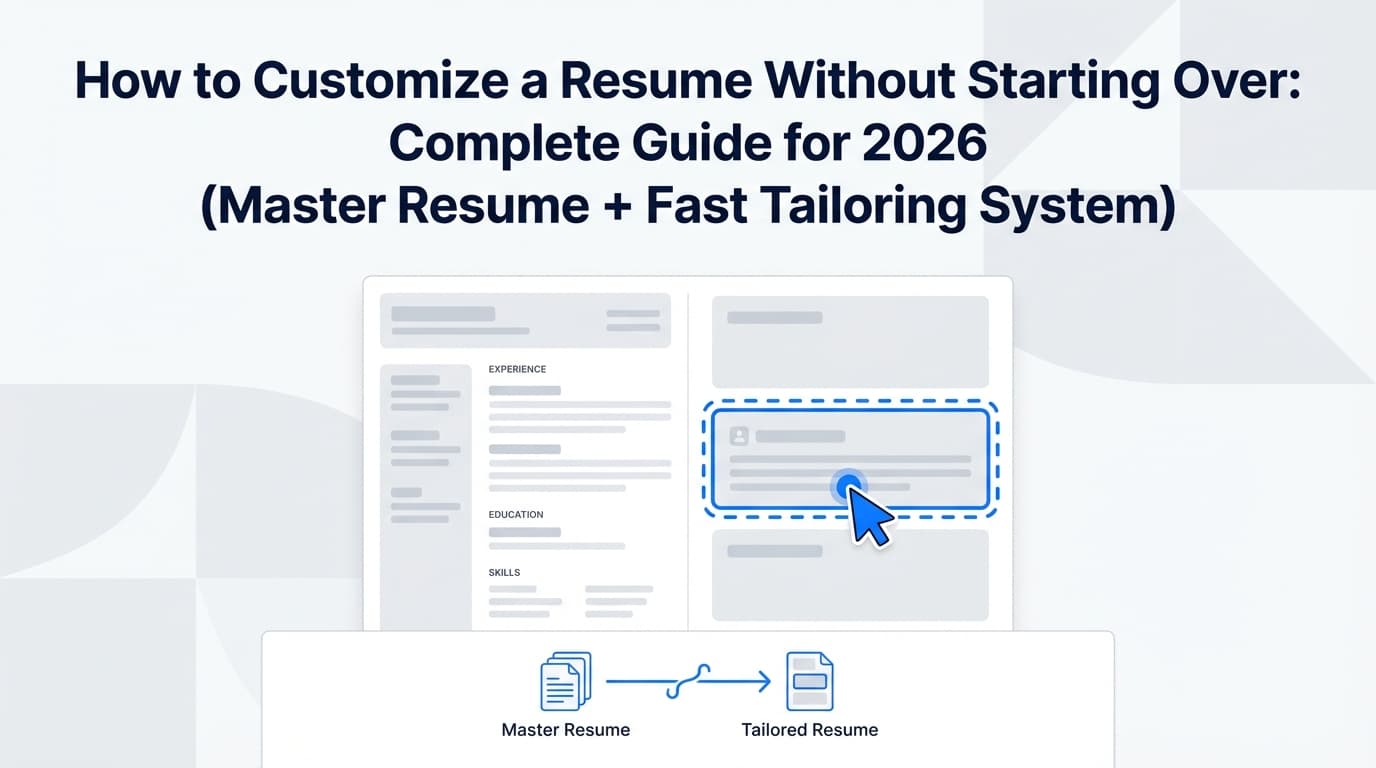 How to Customize a Resume Without Starting Over: Complete Guide for 2026 (Master Resume + Fast Tailoring System)