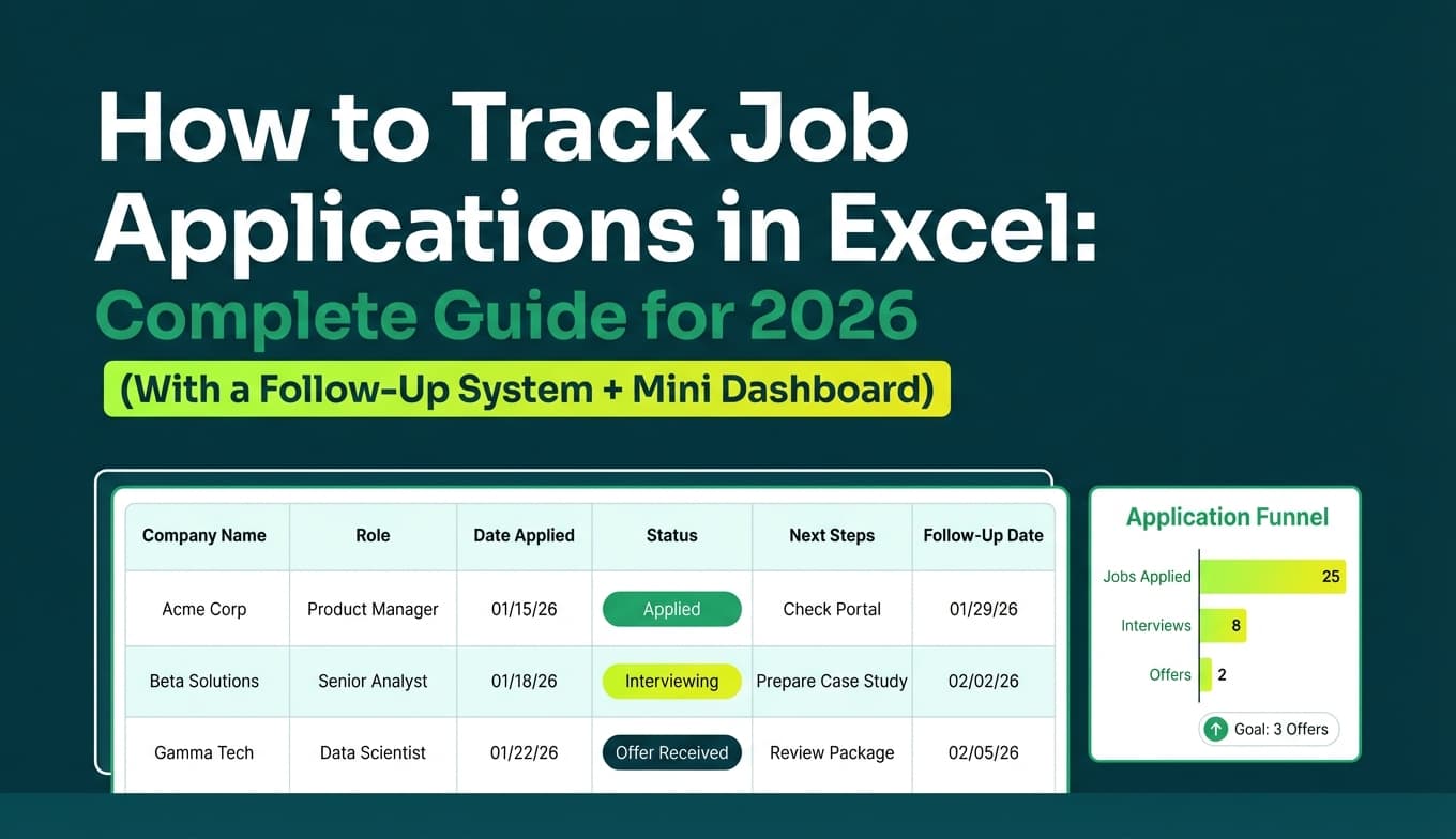 How to Track Job Applications in Excel: Complete Guide for 2026 (With a Follow-Up System + Mini Dashboard)