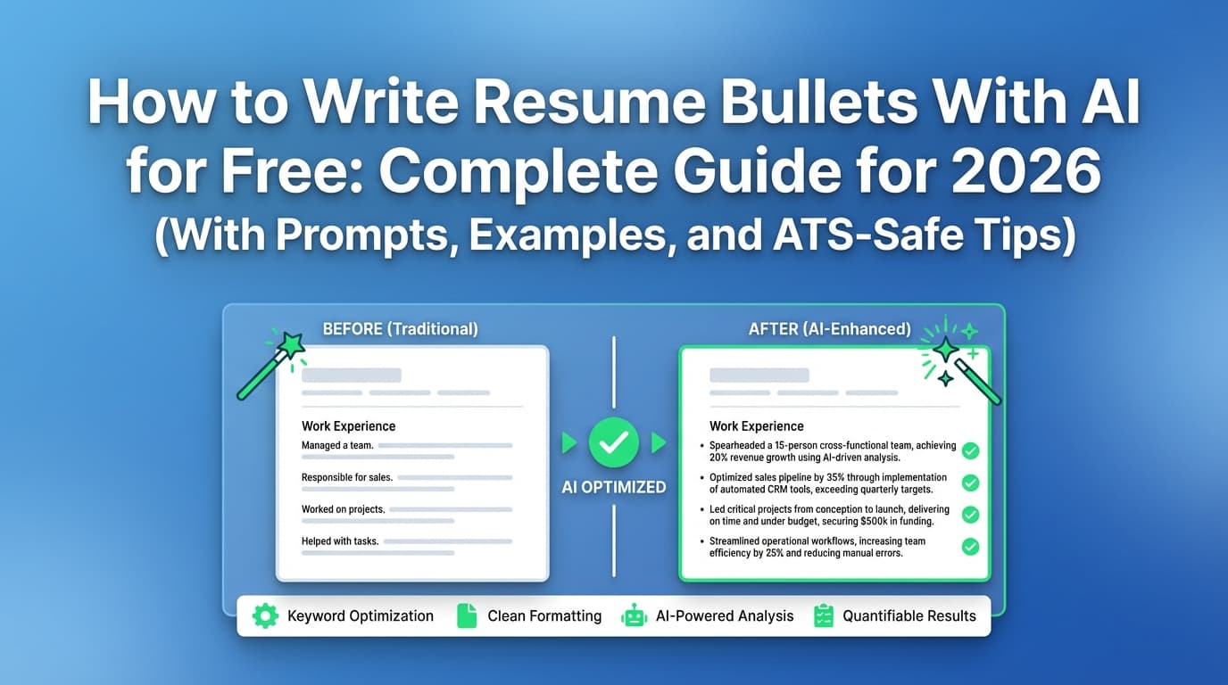 How to Write Resume Bullets With AI for Free: Complete Guide for 2026 (With Prompts, Examples, and ATS-Safe Tips)