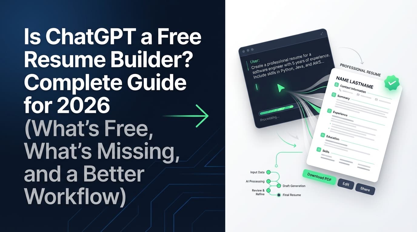 Is ChatGPT a Free Resume Builder? Complete Guide for 2026 (What’s Free, What’s Missing, and a Better Workflow)