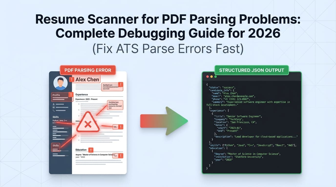 Resume Scanner for PDF Parsing Problems: Complete Debugging Guide for 2026 (Fix ATS Parse Errors Fast)