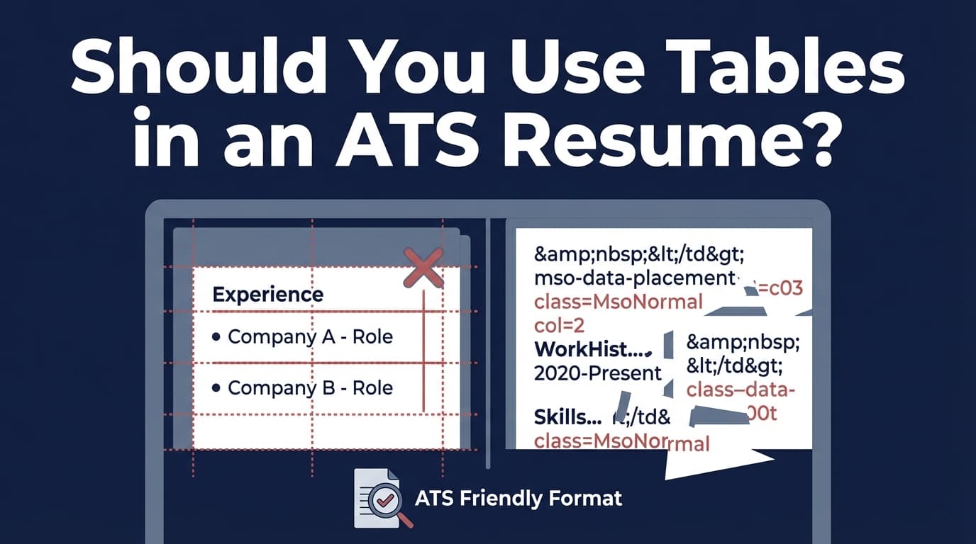 Should You Use Tables in an ATS Resume? Complete Guide for 2026 (With Safer Alternatives)