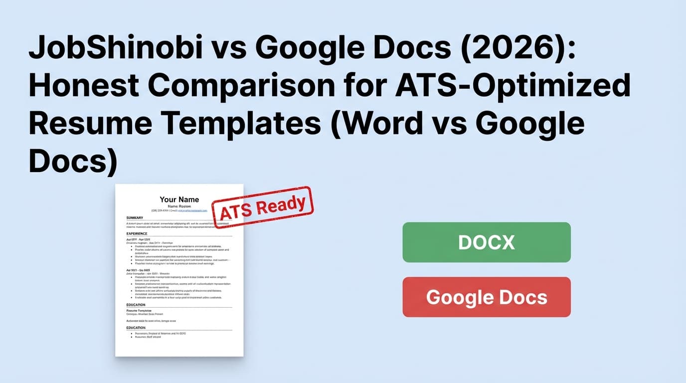 JobShinobi vs Google Docs (2026): Honest Comparison for ATS-Optimized Resume Templates (Word vs Google Docs)