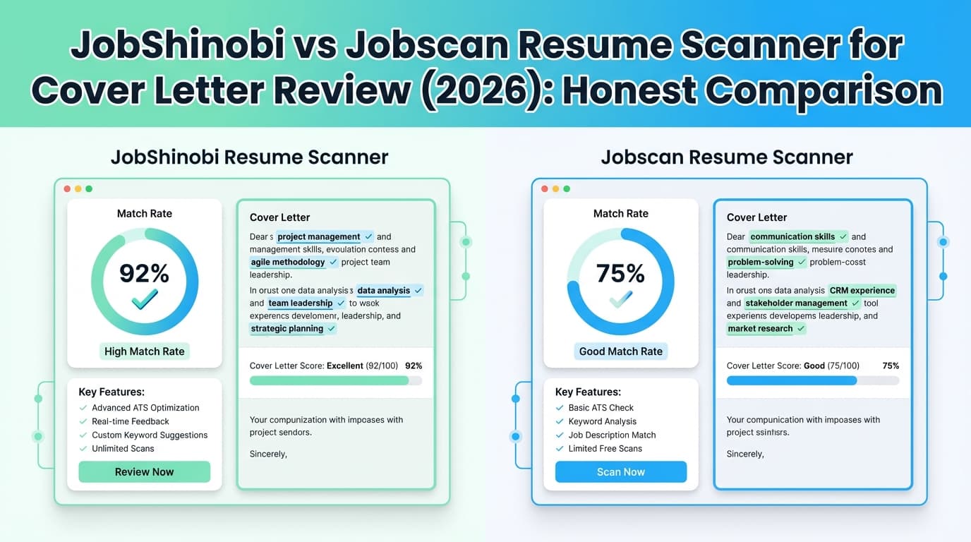 JobShinobi vs Jobscan Resume Scanner for Cover Letter Review (2026): Honest Comparison