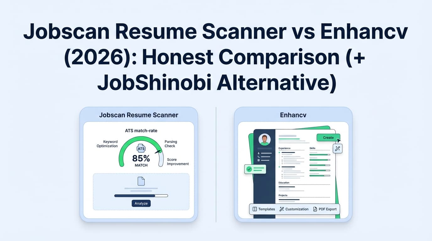 Jobscan Resume Scanner vs Enhancv (2026): Honest Comparison (+ JobShinobi Alternative)