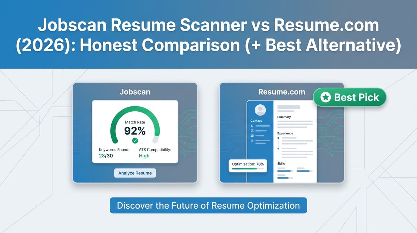 Jobscan Resume Scanner vs Resume.com (2026): Honest Comparison (+ Best Alternative)