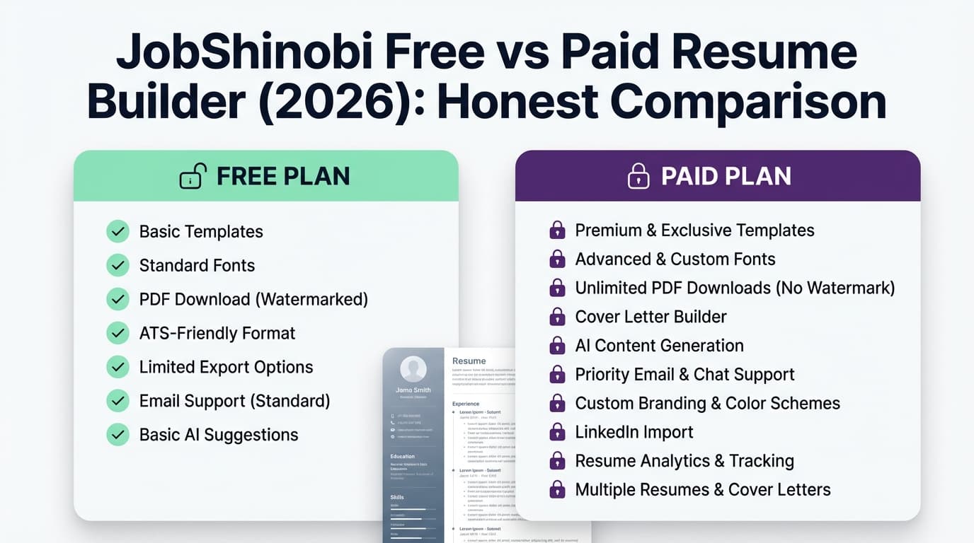 JobShinobi Free vs Paid Resume Builder (2026): Honest Comparison