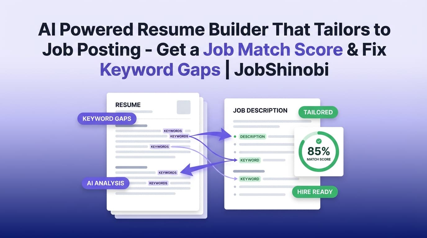 AI Powered Resume Builder That Tailors to Job Posting - Get a Job Match Score & Fix Keyword Gaps | JobShinobi