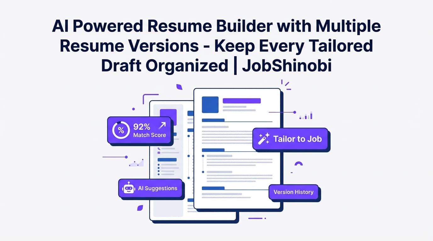 AI Powered Resume Builder with Multiple Resume Versions - Keep Every Tailored Draft Organized | JobShinobi