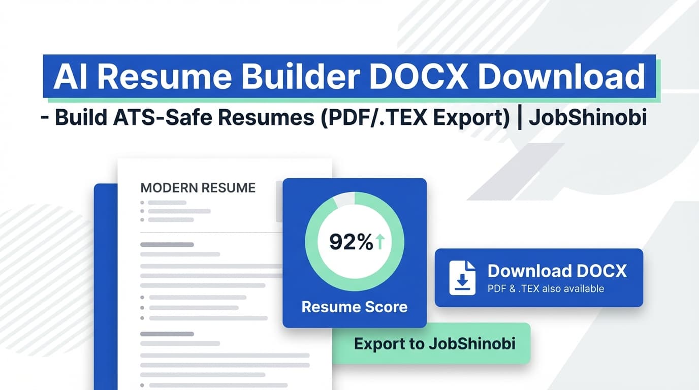 AI Resume Builder DOCX Download - Build ATS-Safe Resumes (PDF/.TEX Export) | JobShinobi