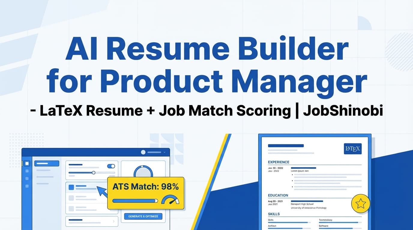 AI Resume Builder for Product Manager - LaTeX Resume + Job Match Scoring | JobShinobi