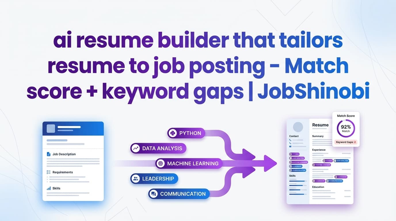 ai resume builder that tailors resume to job posting - Match score + keyword gaps | JobShinobi