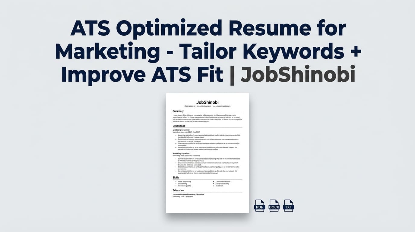 ATS Optimized Resume for Marketing - Tailor Keywords + Improve ATS Fit | JobShinobi