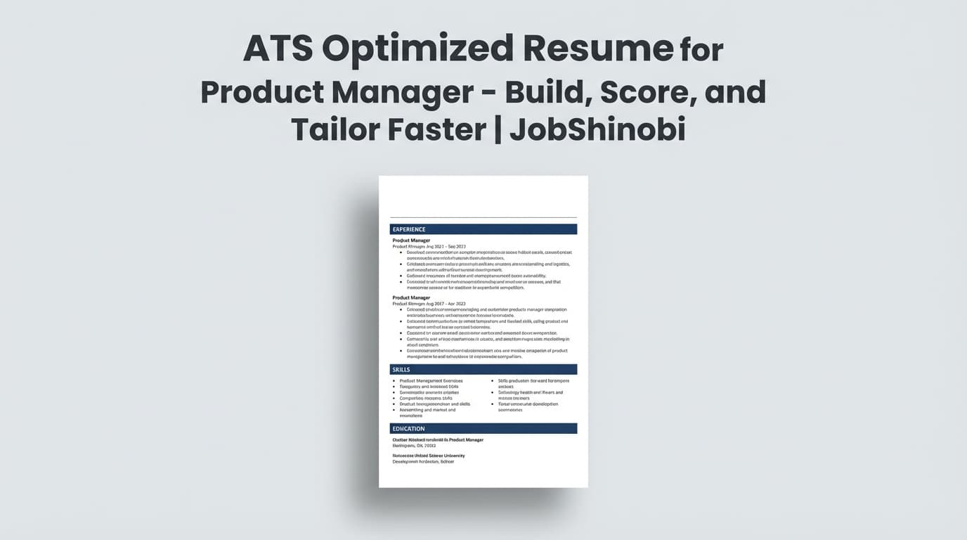 ATS Optimized Resume for Product Manager - Build, Score, and Tailor Faster | JobShinobi