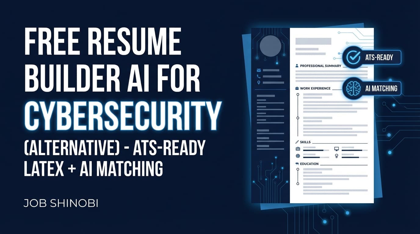 Free Resume Builder AI for Cybersecurity (Alternative) - ATS-Ready LaTeX + AI Matching | JobShinobi
