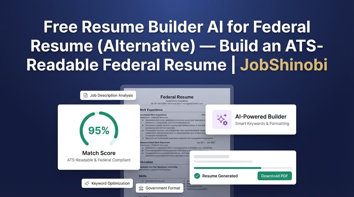 Free Resume Builder AI for Federal Resume (Alternative) — Build an ATS-Readable Federal Resume | JobShinobi
