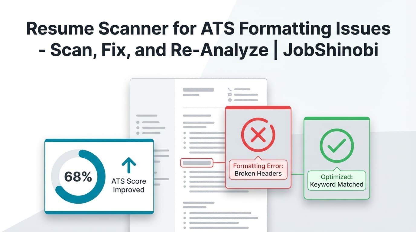 Resume Scanner for ATS Formatting Issues - Scan, Fix, and Re-Analyze | JobShinobi