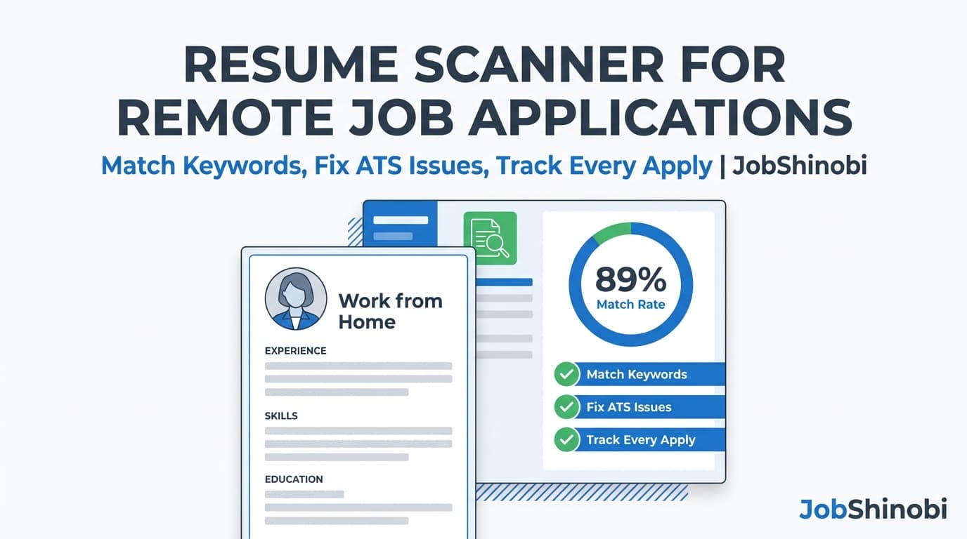 Resume Scanner for Remote Job Applications - Match Keywords, Fix ATS Issues, Track Every Apply | JobShinobi