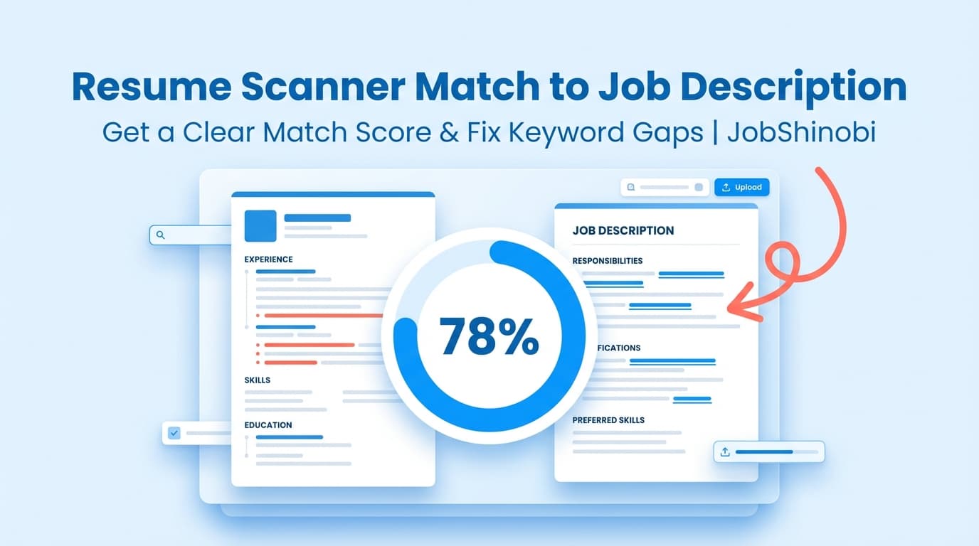 Resume Scanner Match to Job Description - Get a Clear Match Score & Fix Keyword Gaps | JobShinobi