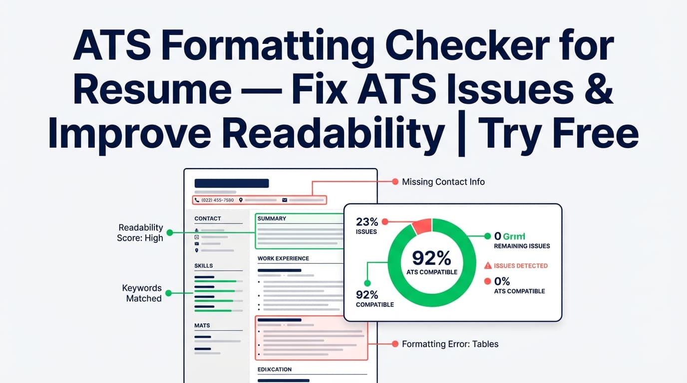 ATS Formatting Checker for Resume — Fix ATS Issues & Improve Readability | Try Free