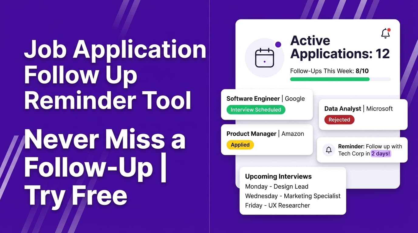 Job Application Follow Up Reminder Tool - Never Miss a Follow-Up | Try Free