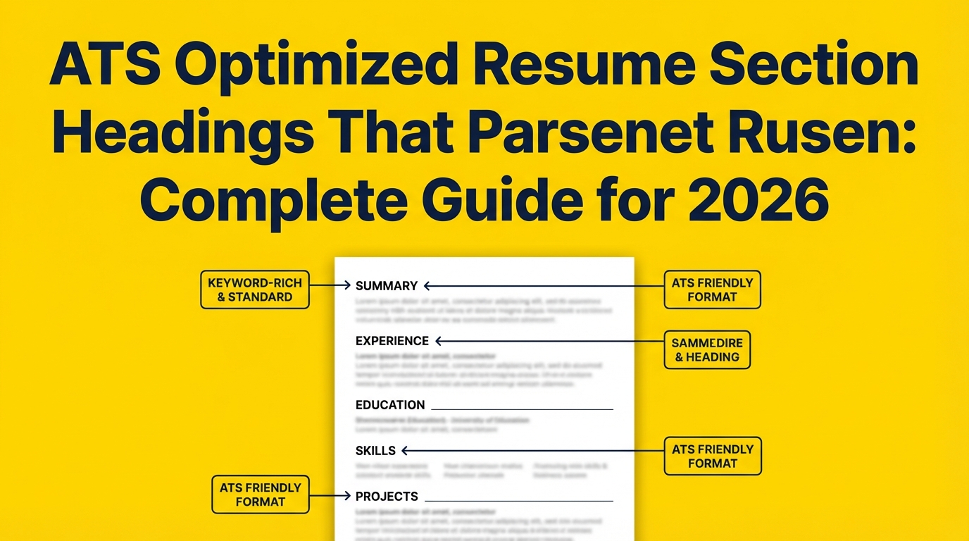 Ats Header Sample ATS Optimized Resume Section Headings That Parse: Complete Guide for ...