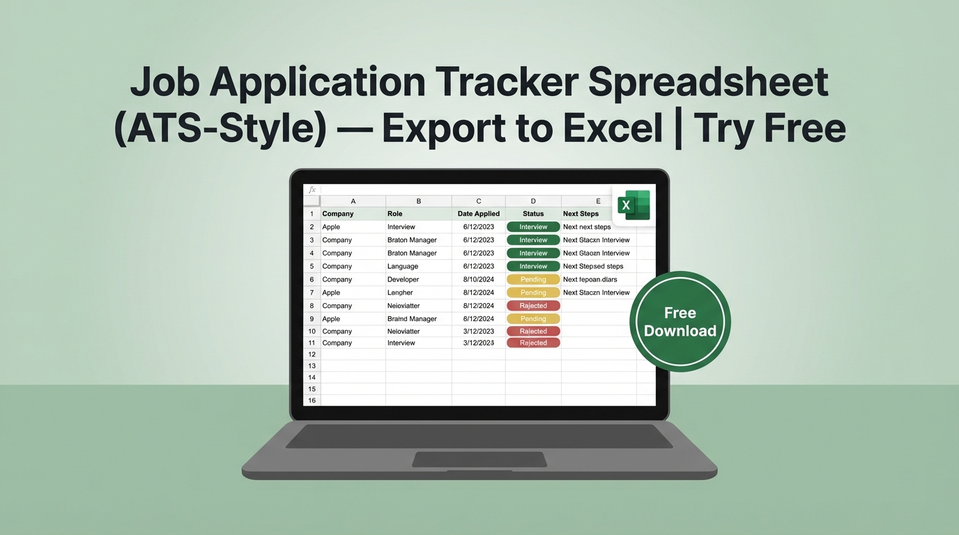 Job Application Tracker Spreadsheet (ATS-Style) — Export to Excel | Try ...