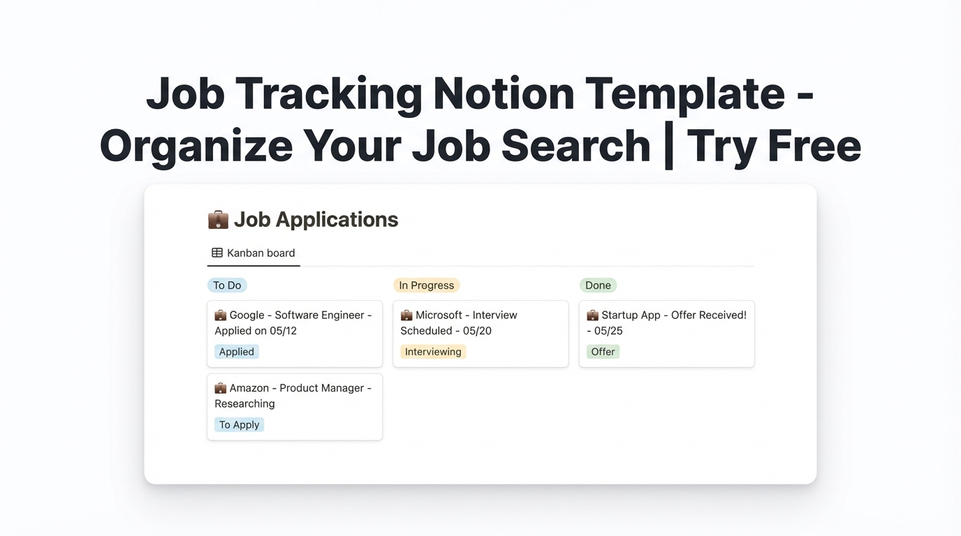 Job Tracking Notion Template - Organize Your Job Search | Try Free